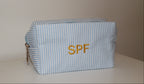 Embroidered Blue & White Seersucker Bag