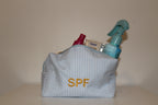 Embroidered Blue & White Seersucker Bag